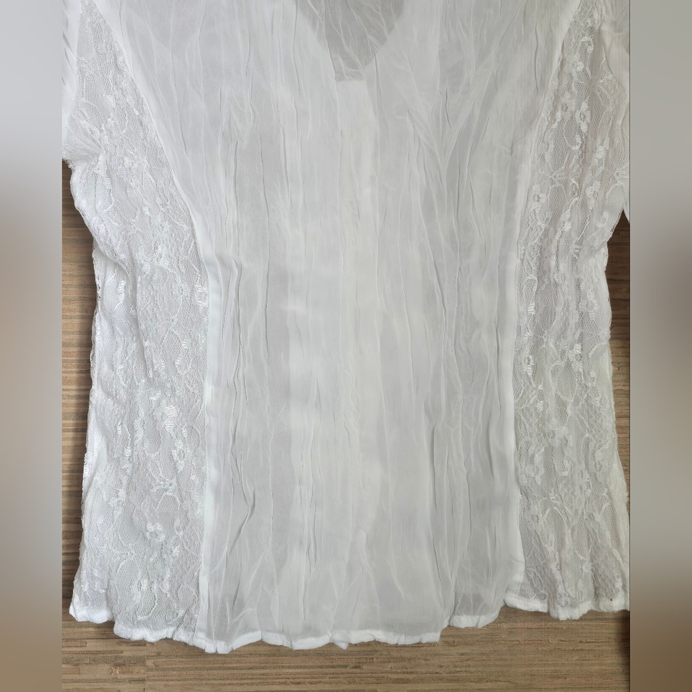 Fairy White Sheer Lace Top M Festival Coquette Whimsical Boho - Picture 7 of 7